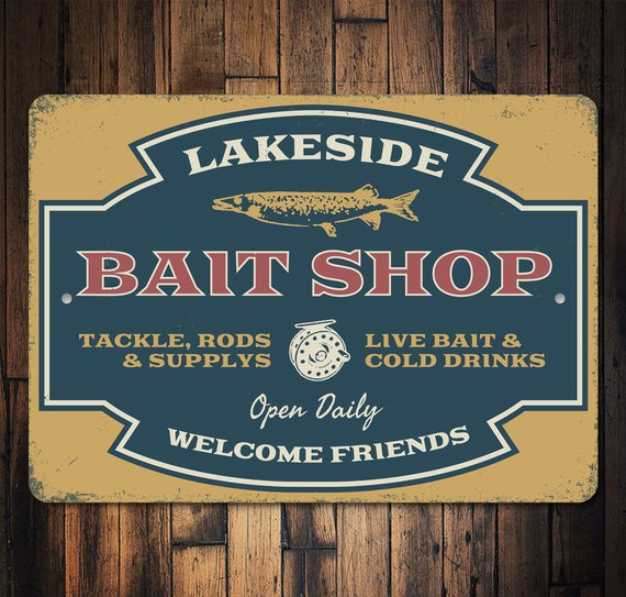 Custom Bait Shop, Welcome Sign, Lakeside Bait Shop, Rustic Decor, Bait Shop  Sign, Front Door Sign, Housewarming Gift, Home Decor, Metal Sign 