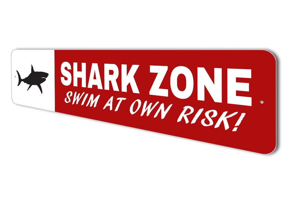 Swim at Risk Sign Swimming Sign Shark Sign Zone Shark Etsy