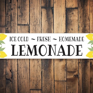 Ice Cold Lemonade Sign, Lemonade Sign, Fresh Lemonade, Summertime Lemonade, Lemonade Stand, Kitchen Signs - Quality Aluminum Decorations