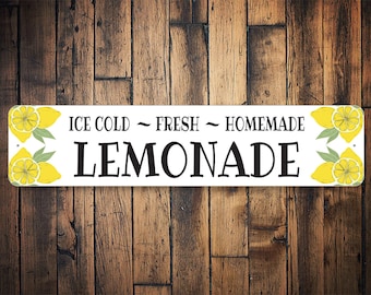 Ice Cold Lemonade Sign, Lemonade Sign, Fresh Lemonade, Summertime Lemonade, Lemonade Stand, Kitchen Signs - Quality Aluminum Decorations