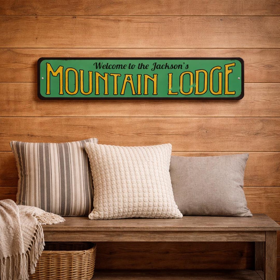 Mountainside Inn Sign Mountain Lodge Sign, Personalized Welcome Ski Lodge Sign, Custom Family ...