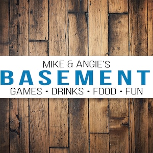 Custom Basement Sign, Custom Sign Decor, Family Basement, Last Name Metal Sign, Basement Hangout, Custom Man Cave, Basement Man Cave Sign