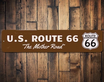 US Route 66 Schild, Personalisierte Historisches Die Mutter Straße Name & Nummer Geschenk, Benutzerdefinierte Metall Man Höhle Dekor - Hochwertige Aluminium Dekoration Schilder