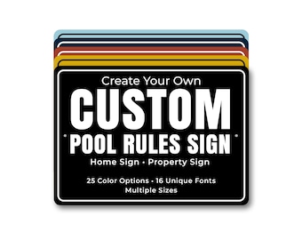 Custom Pool Rules Metal Sign, Personalized Family Pool Sign, Pool Area Decor
