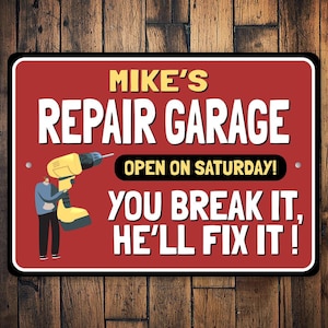 Retro Repair Garage Sign, Retro Garage Gift, Custom Garage Sign, Fix it Up Garage, Fix And Repair Sign, Custom Gifts, Dad Gifts, Father Gift