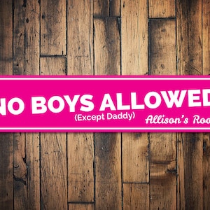 No Boys Allowed Sign, Custom Girl Room Sign, Personalized Decor for Girls Only Sign, Metal Playroom Decor, Quality Aluminum, Metal Sign Gift
