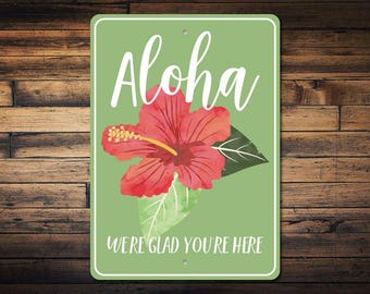 Aloha Decor, Aloha Sign, Hawaiian Flower Sign, Hibiscus Decor, Hibiscus Sign, Hibiscus Lover Gift, Welcome Sign, Quality Aluminum Flowers