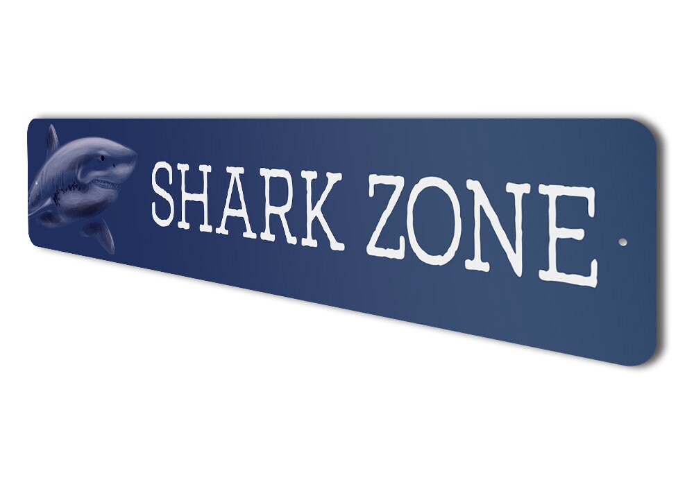 Shark Zone Sign Kid Shark Sign Shark Zone Shark Beach Etsy