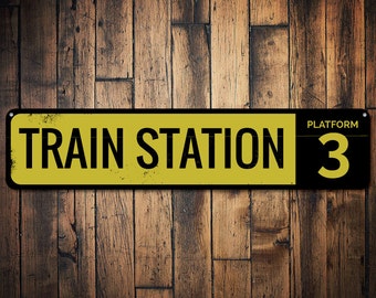 Train Station Platform Number Sign Personalized Train Man - Etsy
