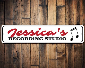 Recording Studio Sign, Music Note Sign, Custom Musician Gift, Gift for Music Lover, Metal Band Room Decor, Music Rooms - Quality Aluminum