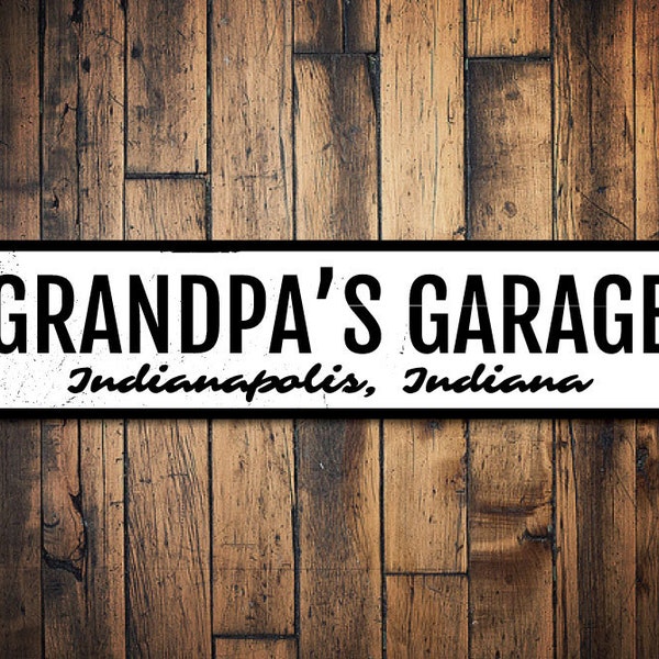 Grandpa Garage Sign, Gift for Mechanic, Custom Garage Decor, Father's Day Gift, Grandpa Sign, Metal Garage Location Sign, Metal Wall Art