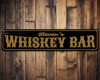 Whiskey Bar Sign, Personalized Bar Name Sign, Custom Beer Sign, Metal Home Bar Decor, Whiskey Lover Gift, Whiskey Decor - Quality Aluminum