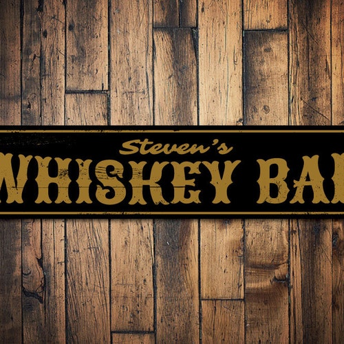 Whiskey Bar Sign Personalized Bar Name Sign Custom Beer Etsy
