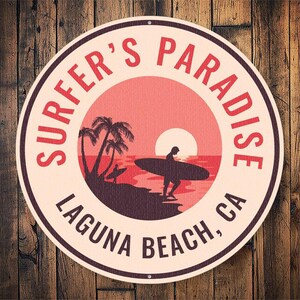 Surfer Paradise Sign, Surf Wall Gift, Surfing Wall Sign, Surfing Shack Sign, Vintage Surf Gift, Surfer, Gift For Surfer, Girl Surfing Shack