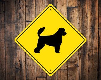 Señal de cruce de perro de agua portugués, cruce de agua portugués, perro de agua portugués, señal de cruce de perro, cruce de perro portugués, señal de cruce