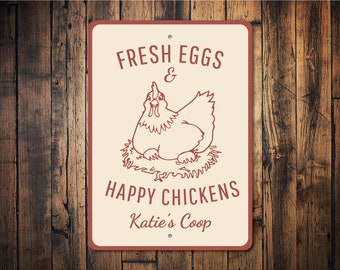 Fresh Eggs and Happy Chickens, Chicken Lover Decor, Sing For Chicken Coop, Chickens, Chicken Eggs, Chicken Coop, Coop Decor- Metal Car Signs