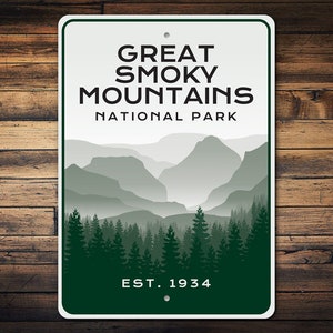 Great Smoky Mountain Sign, National Park Gift, National Park Lover, Sign For Smoky Mountains, Est Time Sign, Smoky Mountain Est Date, Hiking