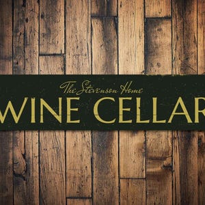 Wine Cellar Sign, Personalized Home Wine Decor, Custom Family Name Sign, Metal Home Bar Sign, Wine Love Sign, Wine Cellar - Quality Aluminum