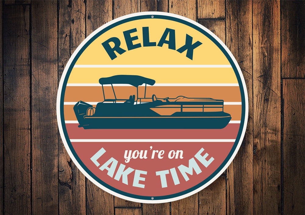 Relax, you're on Lake Time - Retro Large Metal Thermometer