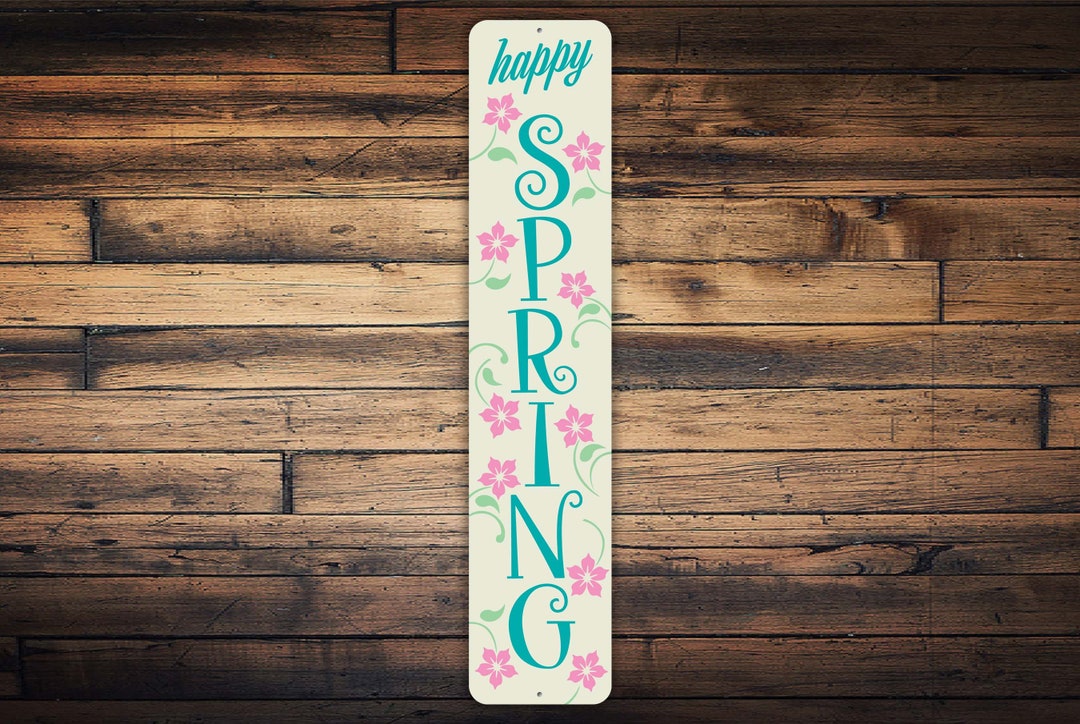 Happy Spring Sign, Spring Porch Sign, Farmhouse Decor, Front Door Sign