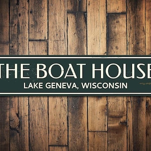 The Boat House Sign, Personalized Lake Lover Location City State Name Gift, Custom Metal Lake House Decor - Quality Aluminum Boat Decoration