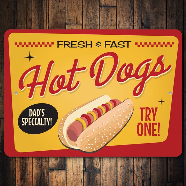 Hot Dog Sign, Vintage Hot Dog Sign, Hot Dogs, Moms Kitchen, Kitchen Decor, Custom Kitchen, Custom Dinner, Metal Sign, Quality Metal Sign