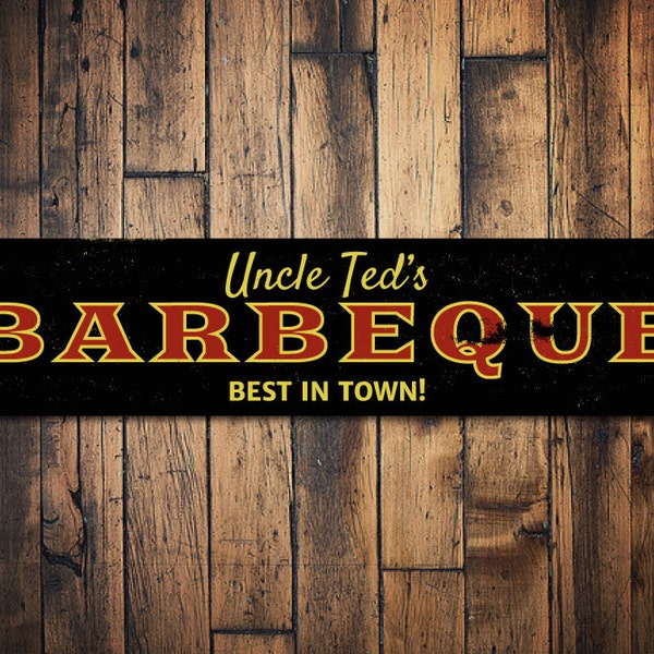 Barbeque Best In Town Sign, Personalized Grill Master Name Sign, Custom BBQ Lover Name Gift, Kitchen Decor, BBq Signs - Quality Aluminum