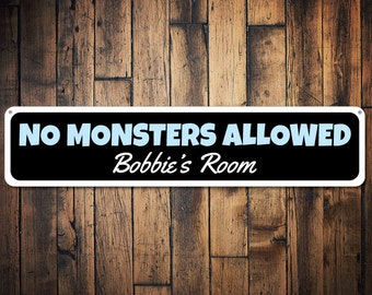 No Monsters Allowed Sign - Etsy