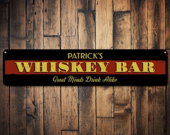 Whiskey Sign, Personalized Bar Great Minds Drink Alike Sign, Custom Metal Bar Decor, Whiskey Lover Sign - Quality Aluminum Sign Shop Decor