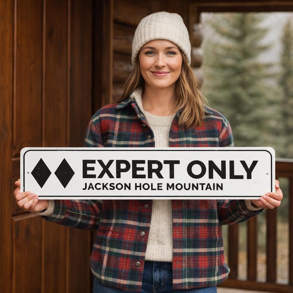 Double Black Diamond Expert Only Ski Sign, Personalized Mountain