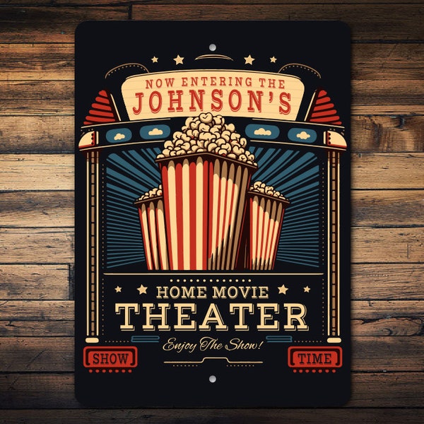 Vintage Movie Sign, Home Theater Sign, Custom Theater Gift, Theatre Sign, Custom Movie Gift, Movie Lover Gift, Metal Sign Decor - Metal Sign