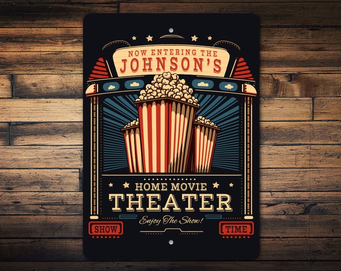 Vintage Movie Sign, Home Theater Sign, Custom Theater Gift, Theatre Sign, Custom Movie Gift, Movie Lover Gift, Metal Sign Decor - Metal Sign