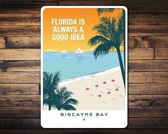 Florida Vacation Sign, Beach House Sign, Florida Home Decor, Florida Gift Idea, Home Wall Decor, Florida State Sign - Florida Metal Sign