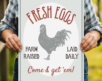 Fresh Eggs Sign, Farm Eggs Sign, Metal Farm Kitchen Decor, Farm Kitchen Sign, Kitchen Egg Decor, Farm Chicken Sign, Eggs Here, Quality Metal