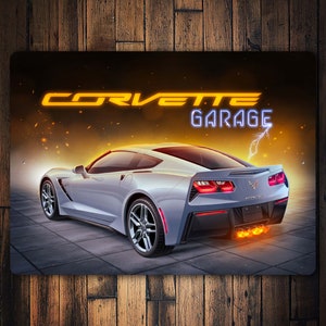 Corvette Garage Sign, Corvette Stingray Garage Decor, Chevy Corvette Sign, Corvette Lovers, Corvette Gifts - Corvette Metal Sign