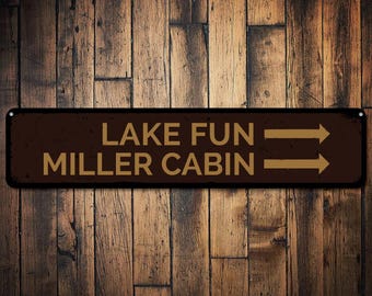 Personalized Lake Cabin Sign - Custom Metal Cabin Sign - Lake House Decor - Rustic Outdoor Sign - Lake Life Wall Art