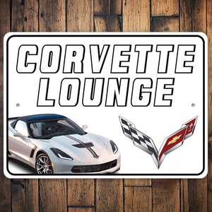 Corvette Lounge Sign, Corvette Sign, Gift For Corvette, Corvette Owner, Garage Decor, Dads Garage Lounge, Corvette Garage Sign