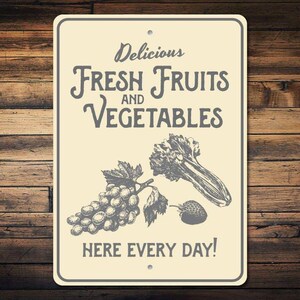 Vegetables Sign, Fresh Fruit Sign, Metal Produce Sign, Fresh Produce Decor, Farmers Market Sign, Gardener Gift, Quality Metal Decorations