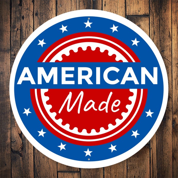 American Made Sign, American Made Shop, American Made Product, Enseigne de magasin, Vitrine USA, Décoration de magasin, Enseigne fièrement Made In USA - Enseigne en métal