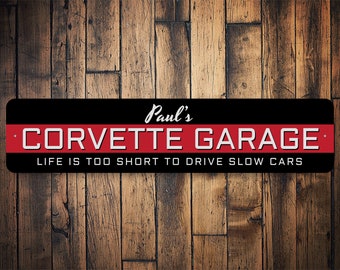 Custom Corvette Sign, Corvette Gift, Gift For Corvette Garage, Corvette Owner Gift, Chevy Corvette, Corvette Owner Garage, Corvette Signs