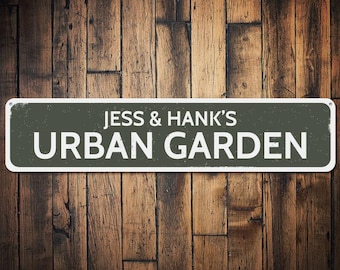 Enseigne de jardin urbain, nom de jardinier personnalisé, cadeau personnalisé pour amateur de potager de fleurs, décoration de patio - décoration de jardin en aluminium de qualité