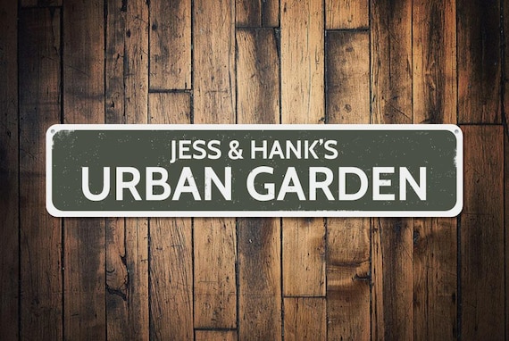 Urban Garden Sign, Personalized Gardener Name Sign, Custom Flower Vegetable Garden Lover Gift, Patio Decor - Quality Aluminum Garden Decor