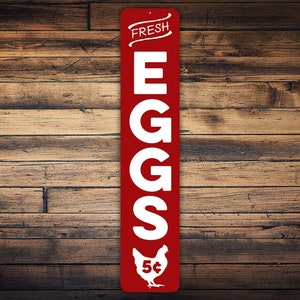 Fresh Eggs Sign, Chicken Eggs Sale, Farmhouse Sign, Vertical Metal Sign, Farm Fresh Eggs, Farm Sign, Farmer Gifts, Chicken Coop Signs