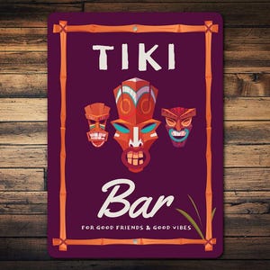 Tiki Bar Sign, Hawaiian Pub Sign, Tiki Bar Decor, Beach Hut Wall Decor, Outdoor Bar Sign, Coastal Bar Decor - Tropical Metal Sign