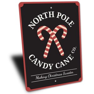 Insegna del Polo Nord, decorazione a bastoncino di zucchero, insegne natalizie, decorazioni natalizie, regalo per le feste, insegna a forma di caramella, regalo in alluminio, decorazione in metallo di qualità a forma di caramella immagine 3