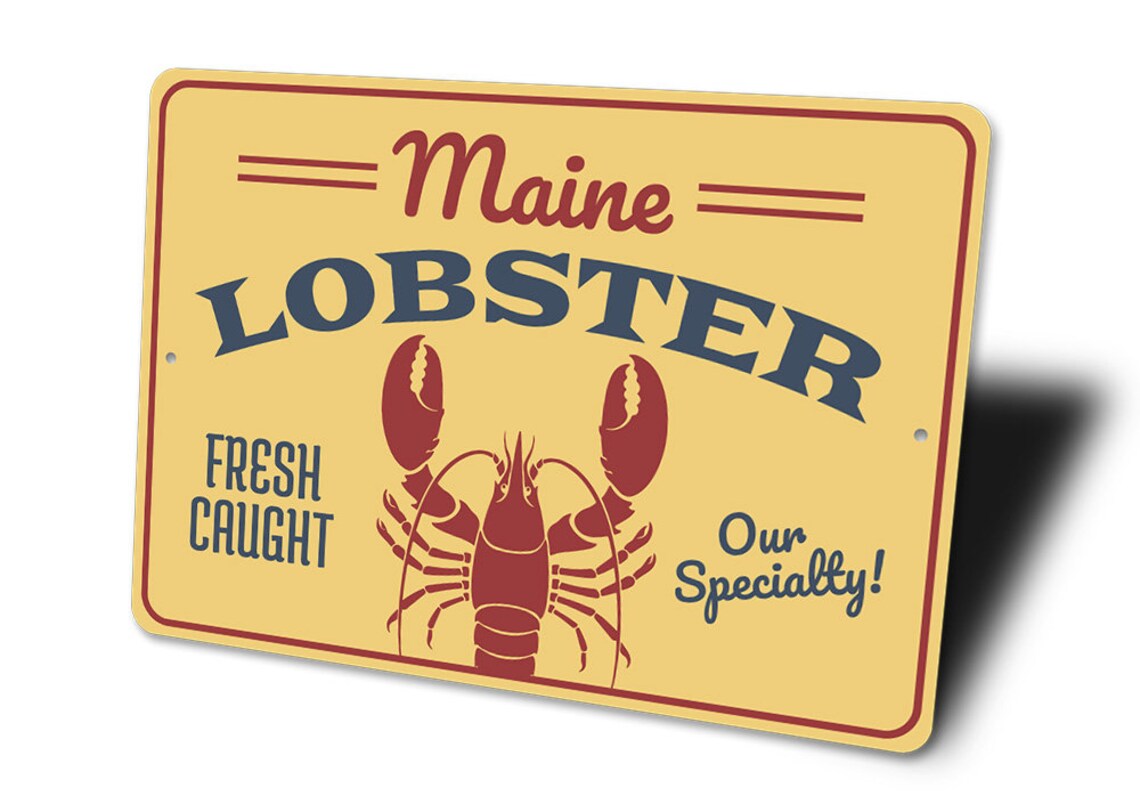 Maine Lobster Sign Fresh Lobster Sign Lobster Decor Maine Etsy