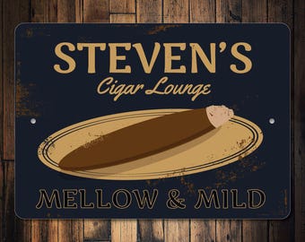 Cigar Lounge Sign, Cigar Lounge Decor, Cigar Gift, Cigar Sign, Cigar Decor, Man Cave Decor, Custom Man Cave Gift-Quality Aluminum Man Cave