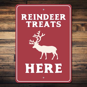 Reindeer Sign, Reindeer Treats Sign, Animal Christmas Decor, Christmas Sign, Reindeer Decor, Reindeer Lover Gift, Quality Metal Reindeer