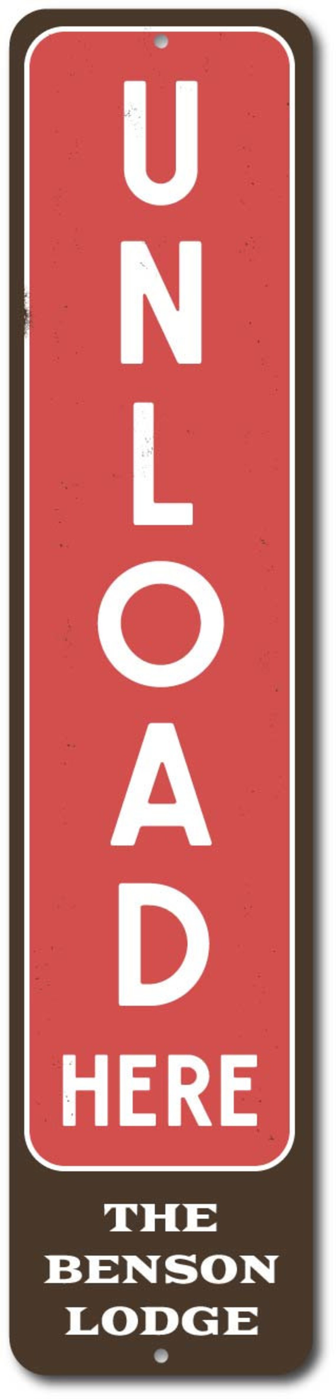 Unload Here Sign, Ski Lodge Sign, Metal Skiing Lover Gift, Personalized ...