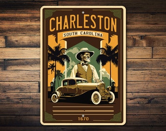 Charleston South Carolina, Anpassad skylt, South Carolina-dekor, Vintage Charleston, Charleston-souvenir, Charleston-present, Retro metallskylt